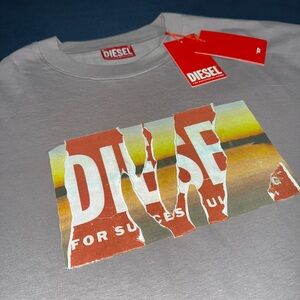 Diesel Distressed Effect Logo T-wash-poff-l1 T-shirt In Pink